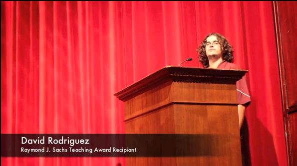 David Rodriguez, above, delivers an acceptance speech.