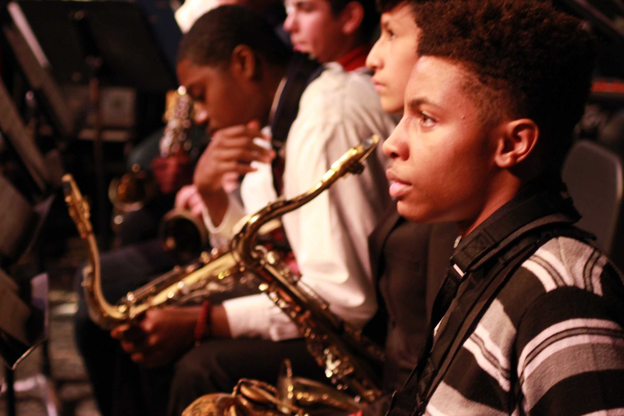 Senior Marcellus Blount started playing in the jazz band freshman year and has played in every jazz band concert since then.