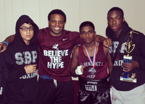 Leahy House Director Mike Steadman started the first SBP boxing team last summer. From left to right: UDII Israel Lema, Mike Steadman, UDII Brian Benedict and Moise Cineus.