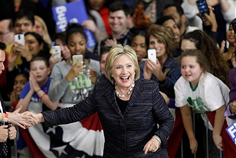 Democratic Presidential Candidate Hillary Clinton hosting a Pokemon Go rally on March 8, 2016.