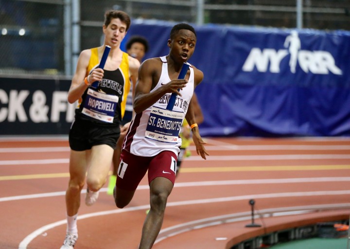 UDI+Alfred+Chawonza+out+kicking+the+runner+from+Hopewell+Valley+to+secure+the+4x800-meter+relay%27s+victory+at+Millrose+Games.