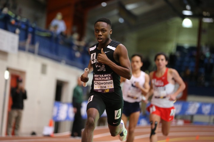 UDI+Alfred+Chawonza+outkicking+the+field+to+lead+the+Gray+Bees+to+a+second+place+finish+in+the+4x800-meter+relay+at+New+Balance+Nationals.
