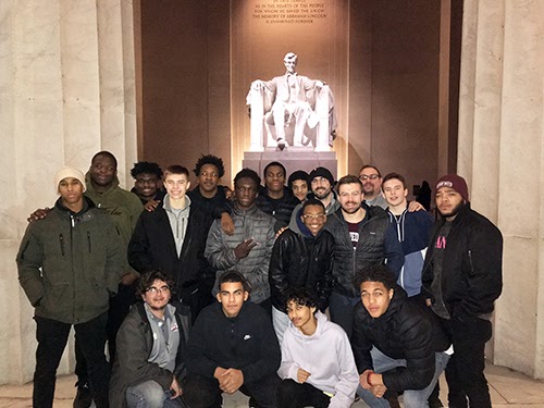 On the road for a tournament, the Gray Bee Wrestling team took time to visit the Lincoln Memorial in Washington, D.C.